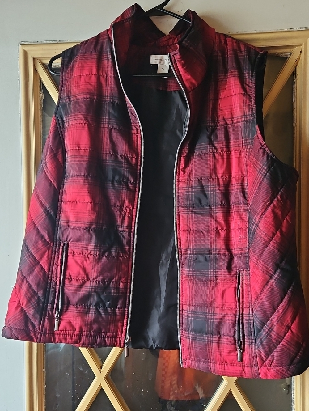 Christopher & Banks Red Plaid Quilted Vest